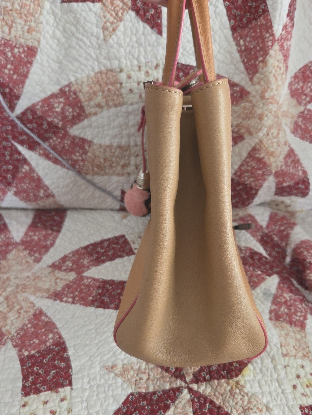 Fendi Tan 2Jours Petite Leather Bag w/Pink Charm & unbranded leather strap - Picture 7 of 14